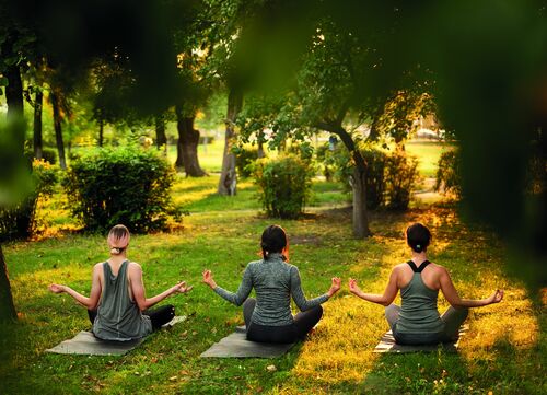 Yoga-Meditation im Park