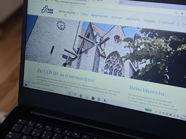 Online-Terminbuchungsmöglichkeit auf der Startseite der Bad Laerer Homepage