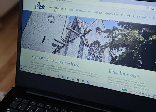 Online-Terminbuchungsmöglichkeit auf der Startseite der Bad Laerer Homepage